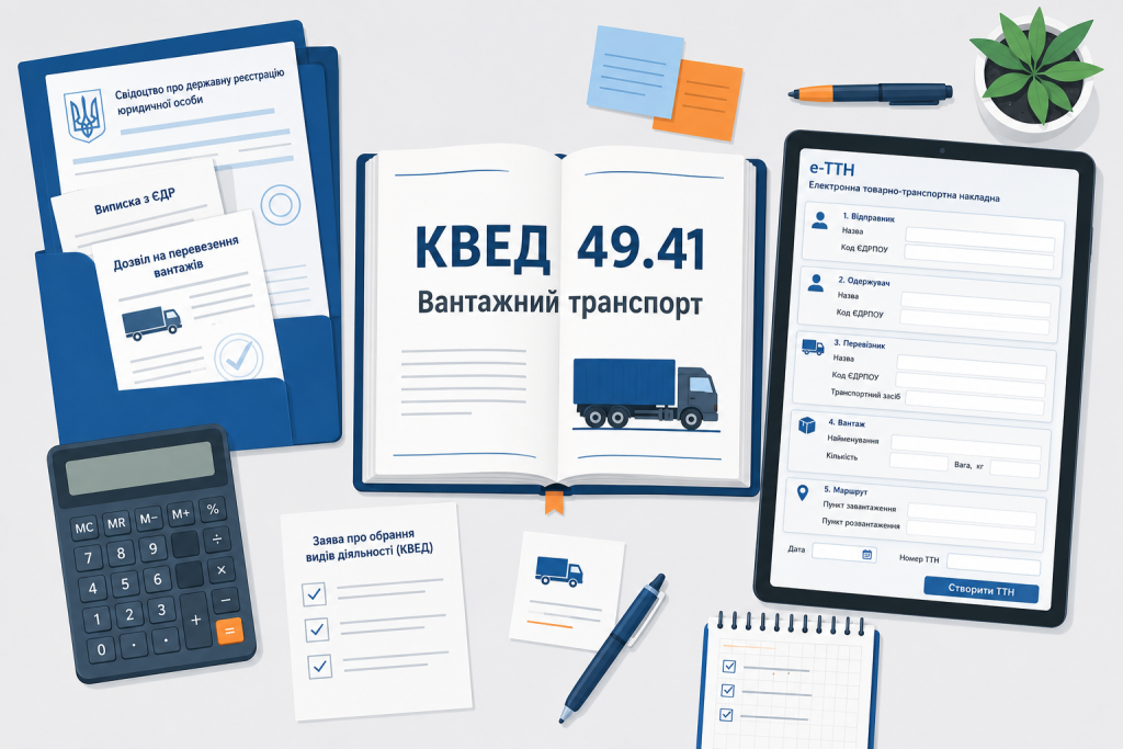 Які коди КВЕД потрібні транспортному бізнесу КВЕД 49.41 для вантажних перевезень та документи для реєстрації транспортного бізнесу в Україні