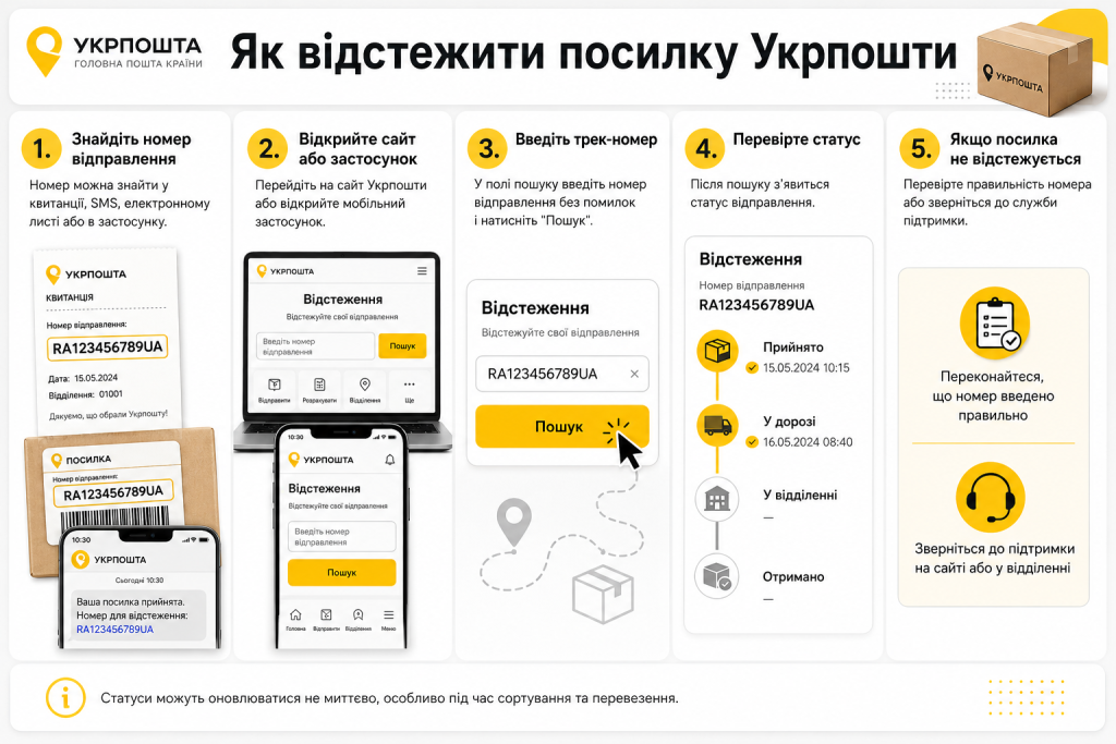 Покрокова інструкція, як відстежити посилку Укрпошти за трек-номером та перевірити статус доставки